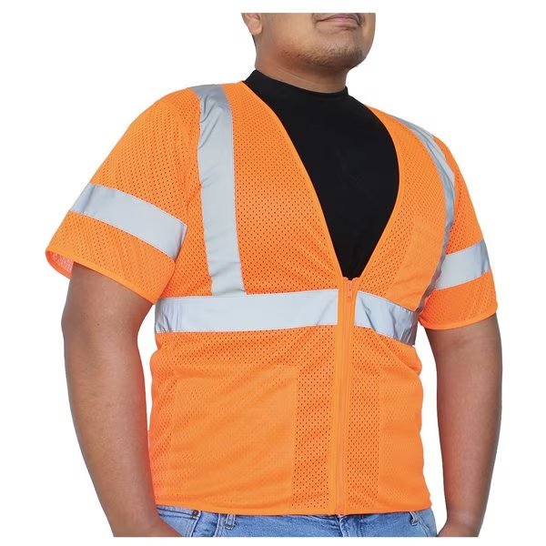 Class 3, Hi-Viz Orange Mesh Safety Vest, Size: XL, Glowshield, Mfr#: SV713FO (XL)